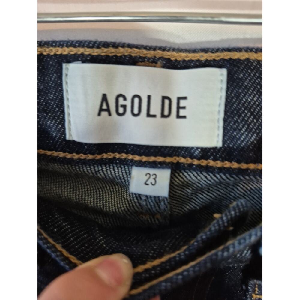 Agolde Ingram Dark Indigo Regenerative Cotton Split Jeans 23 - Picture 10 of 13